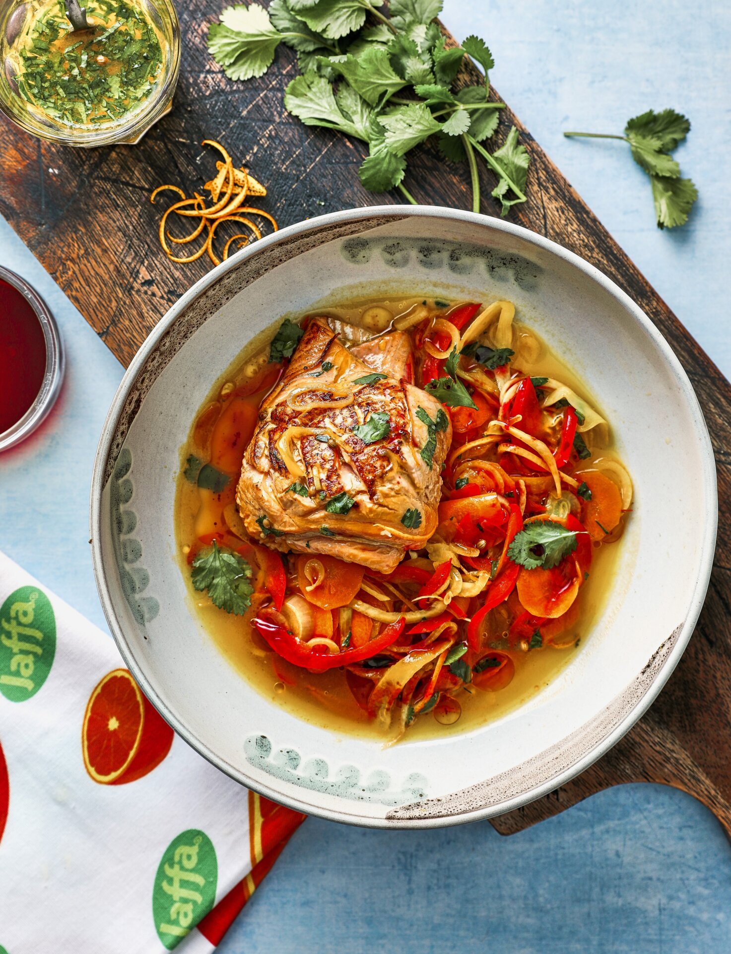 TROUT ESCABECHE WITH BEETROOT OIL AND JAFFA ORANGE POWDER Jaffa Fruit